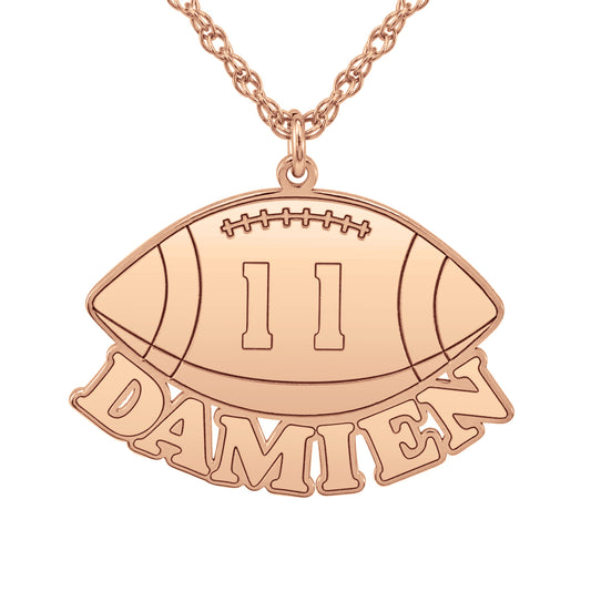 Football Pendant with Name and Number