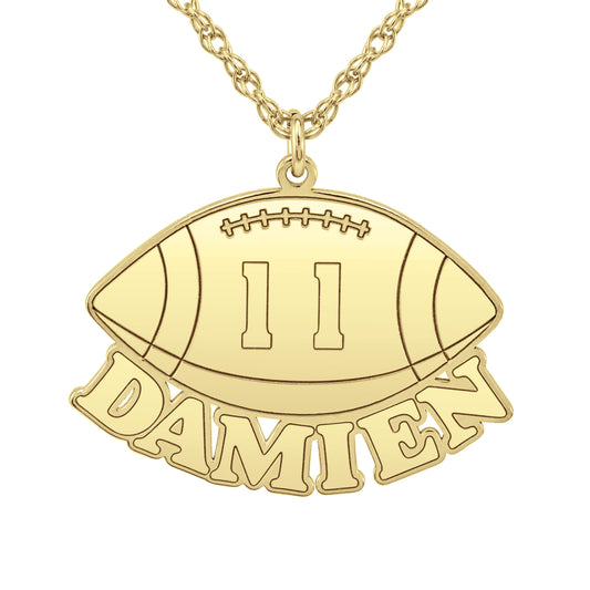Football Pendant with Name and Number