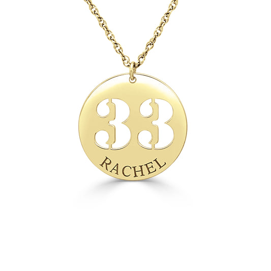 Pierced Number Disc Pendant