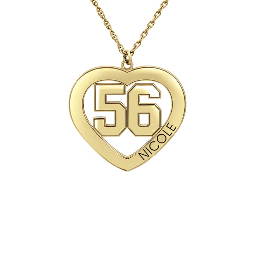 Pierced Number Heart Pendant